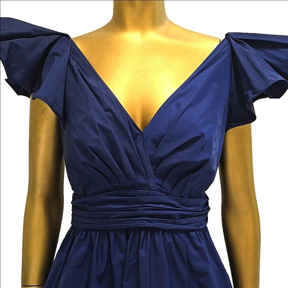 Marchesa Notte Taffeta Ball Gown Navy Blue 6 - Picture 3 of 11